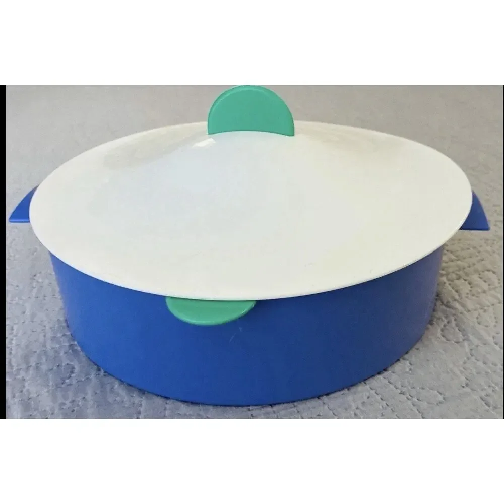 Vtg Tupperware Microwave Steamer Set Blue Green 3pc Veggie Cooker Strainer Lid